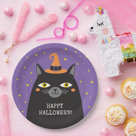 Black Cat Halloween-Party Pappteller (Party)