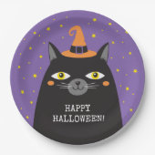 Black Cat Halloween-Party Pappteller (Vorderseite)