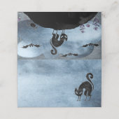 Black Cat Halloween-Party Platzkarte (Außenseite Aufgefaltet)