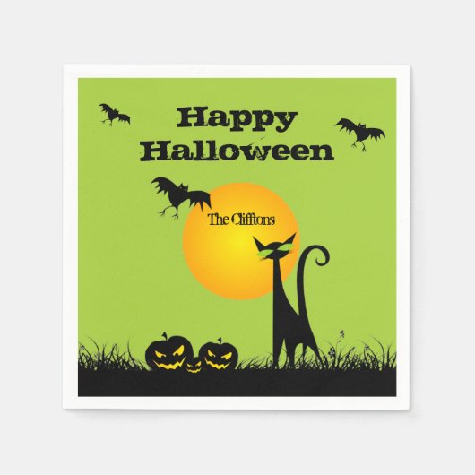 Black Cat Halloween-Party Serviette (Vorderseite)