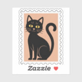 Black Cat Halloween Postage Stamp Aufkleber (Blatt)