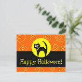 Black Cat Halloween Postcard Postkarte (Stehend Vorderseite)