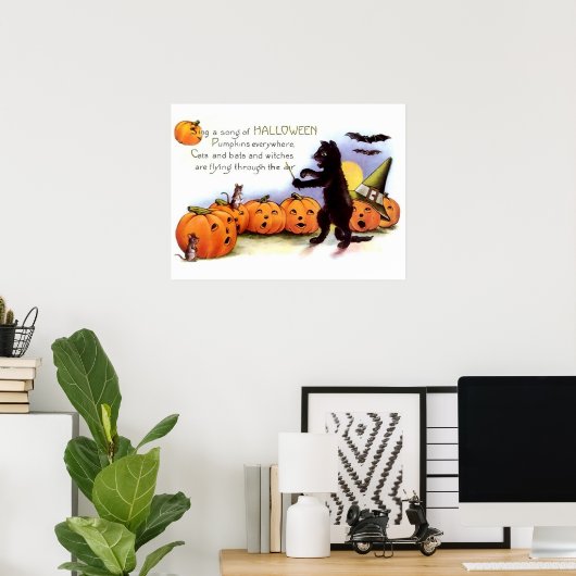 Black Cat Halloween Print Poster (Heimbüro)