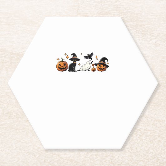 Black Cat Halloween Pumpkin Boo Ghost Witch Spooky Untersetzer (Vorderseite)