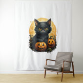 Black Cat Halloween Pumpkin - Katze Wandteppich (Beispiel)