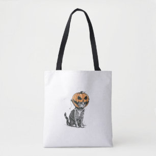 Black Cat Halloween Pumpkin Kopf Kostüm für Frauen Tasche