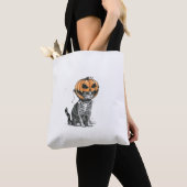Black Cat Halloween Pumpkin Kopf Kostüm für Frauen Tasche (Von Nahem)