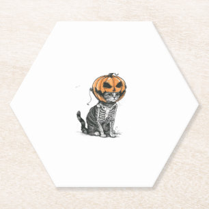 Black Cat Halloween Pumpkin Kopf Kostüm für Frauen Untersetzer