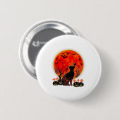 Black Cat Halloween Pumpkin Moon Spooy Button (Vorne & Hinten)