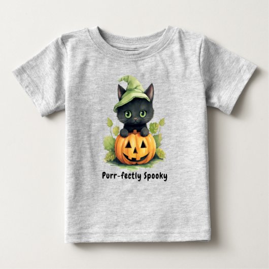 Black Cat Halloween Pumpkin Niedlich Spooky Baby T-shirt (Vorderseite)
