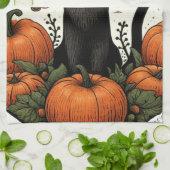 Black Cat Halloween Pumpkin-Patch Geschirrtuch (Gefaltet)