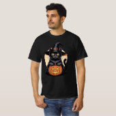 Black Cat Halloween Pumpkin T-Shirt (Vorne ganz)
