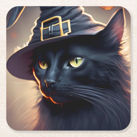 Black Cat Halloween Rechteckiger Pappuntersetzer (Vorderseite)