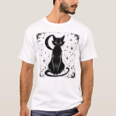 Black Cat Halloween Retro Fantasy Design T-Shirt (Vorderseite)