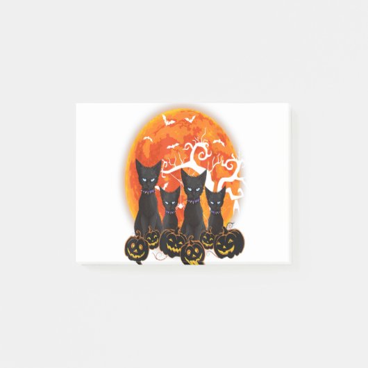 Black Cat Halloween Scary Pumpkins Moon Black Cat Post-it Klebezettel (Vorderseite)