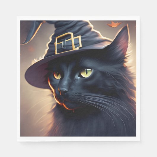 Black Cat Halloween Serviette (Vorderseite)