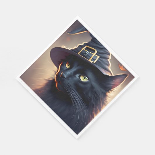 Black Cat Halloween Serviette (Ecke)