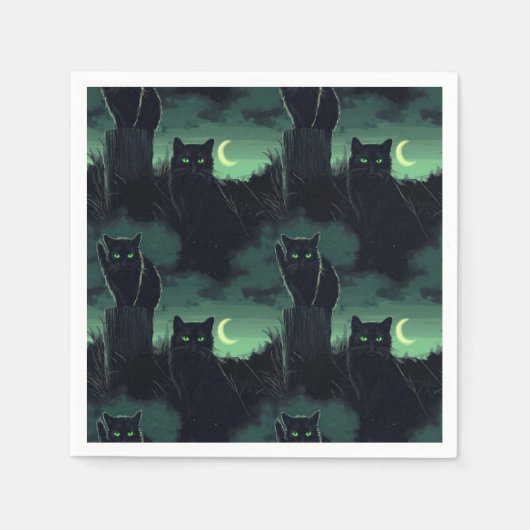 Black Cat Halloween Serviette (Vorderseite)