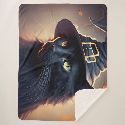Black Cat Halloween Sherpadecke (Vorderseite)