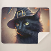 Black Cat Halloween Sherpadecke (Vorderseite (Horizontal))