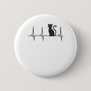 Black Cat Halloween Shirt - Bestes Spooky Kitty He Button