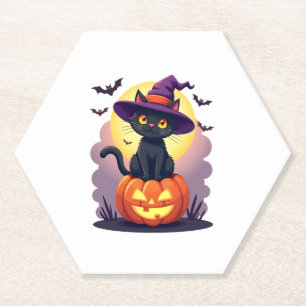 Black Cat Halloween Shirts für Männer Pumpkin H Untersetzer