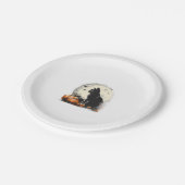 Black Cat Halloween Spooky Moon Artwork Pumpkin Sp Pappteller (Schrägansicht)