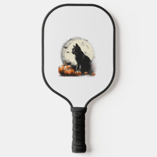 Black Cat Halloween Spooky Moon Artwork Pumpkin Sp Pickleball Schläger