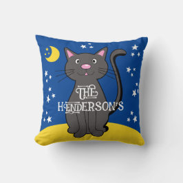 Black Cat Halloween Stars Moon Niedlich Kids Kissen