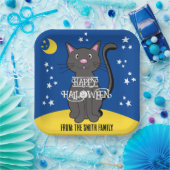Black Cat Halloween Stars Moon Niedlich Kids Pappteller (Party)