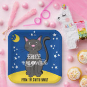 Black Cat Halloween Stars Moon Niedlich Kids Pappteller (Party)