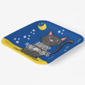 Black Cat Halloween Stars Moon Niedlich Kids Pappteller (Gewinkelt)