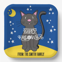 Black Cat Halloween Stars Moon Niedlich Kids