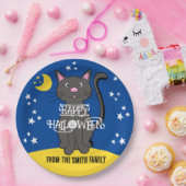 Black Cat Halloween Stars Moon Niedlich Kids Pappteller (Party)