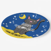 Black Cat Halloween Stars Moon Niedlich Kids Pappteller (Schrägansicht)