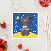 Black Cat Halloween Stars Moon Niedlich Kids Serviette (Beispiel)