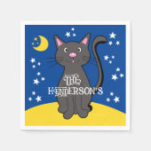 Black Cat Halloween Stars Moon Niedlich Kids Serviette (Vorderseite)