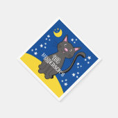 Black Cat Halloween Stars Moon Niedlich Kids Serviette (Ecke)
