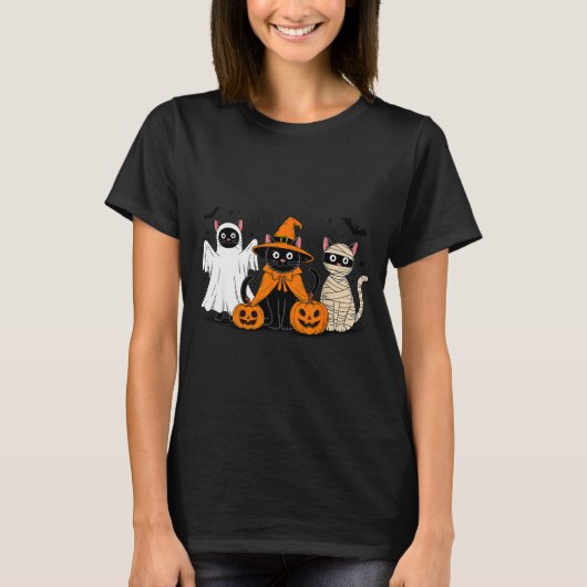 Black Cat Halloween T-Shirt (Vorderseite)