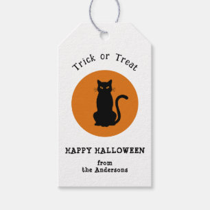 Black Cat Halloween Trick oder behandeln Gefallen- Geschenkanhänger