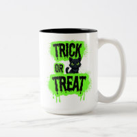 Black Cat Halloween Trick oder Treat Neon Spooky G