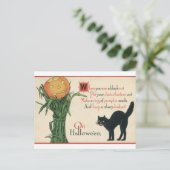 Black Cat Halloween Vintages Gedicht Postkarte (Stehend Vorderseite)