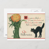 Black Cat Halloween Vintages Gedicht Postkarte (Vorne/Hinten)