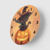 Black Cat Halloween Wall Clock Runde Wanduhr (Winkel)