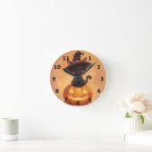 Black Cat Halloween Wall Clock Runde Wanduhr (Zuhause)