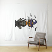 Black Cat Halloween Wandteppich (Beispiel (Horizontal))