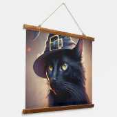Black Cat Halloween Wandteppich Mit Holzrahmen (Gewinkelt)