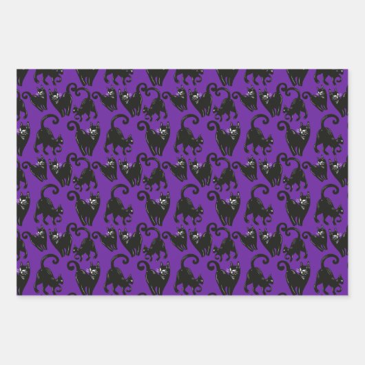 Black Cat Halloween Wrapping Paper Set Geschenkpapier Set (Vorderseite 2)