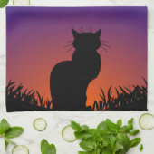 Black Cat Handtuch Black Cat Tea Handtücher Katze  (Gefaltet)