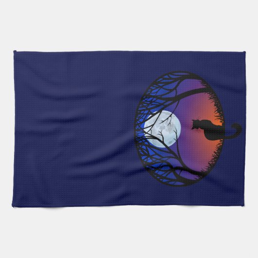 Black Cat Handtuch Black Cat Tea Handtücher Katze  (Horizontal)